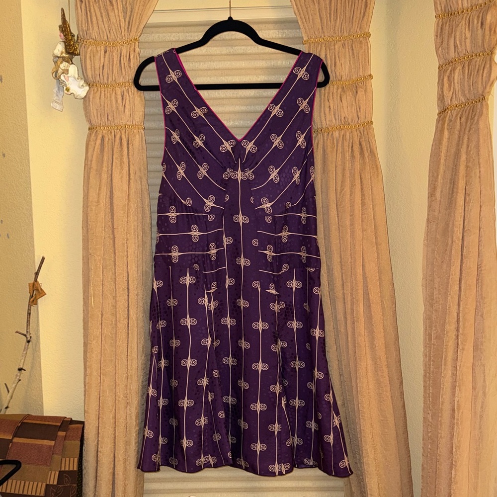 Anna Sui Purple Patterned Midi Dress